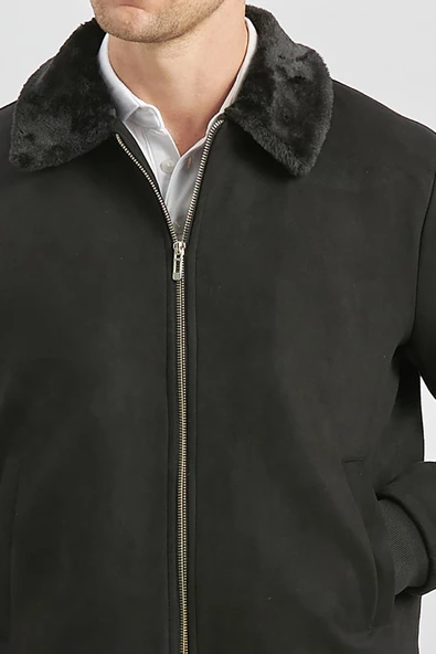 Siyah Dolumlu Kürklü Yaka Likralı Kapitoneli Astar Slim Fit Dar Kesim Casual Mont 1007245152 - 6