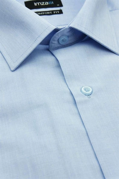 Mavi Uzun Kollu Filafil Desen Filafil Sert Yaka Cepli Pamuklu Basic Comfort Gömlek 1004230002 - Resim 3