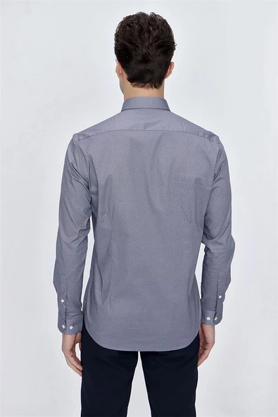 Açık Kırmızı Uzun Kol Gömlek Yaka Klasik Slim Fit Pamuklu Likralı Gömlek 1004225208 - 7