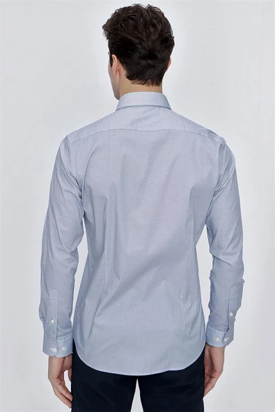 Beyaz Uzun Kol Klasik Slim Fit Pamuklu Likralı Gömlek 1004225215 - Resim 7