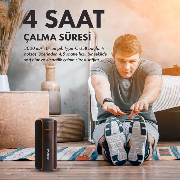 Moodix HO23P30 Bluetooth Hoparlör Siyah 8W*2 IPX7 Suya Dayanıklı - 7