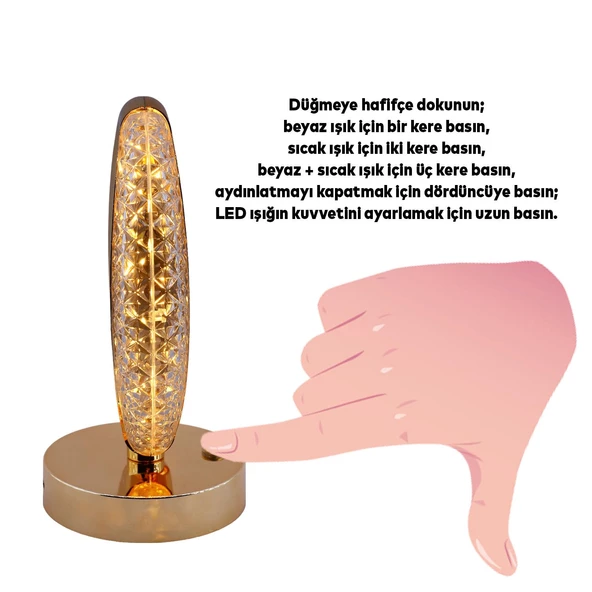 Modern Dekoratif Romantik Süsleme Masa Lambası Ledli Beyaz Sarı Soft Işıldak Şarjlı Masa Gece Lamba - 4