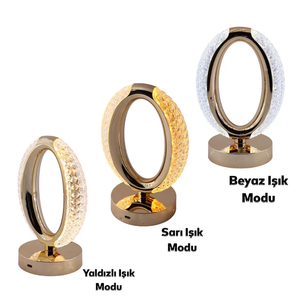 Modern Dekoratif Romantik Süsleme Masa Lambası Ledli Beyaz Sarı Soft Işıldak Şarjlı Masa Gece Lamba - 3