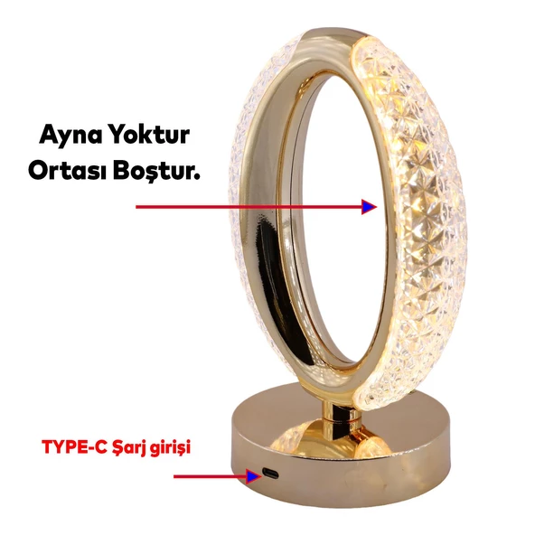 Modern Dekoratif Romantik Süsleme Masa Lambası Ledli Beyaz Sarı Soft Işıldak Şarjlı Masa Gece Lamba - 6
