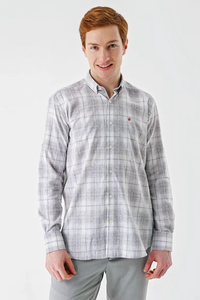 Koyu Kahverengi Kısalabilir Kol Cepsiz Pamuklu Keten Comfort Fit Gömlek 1004240147 - Resim 5