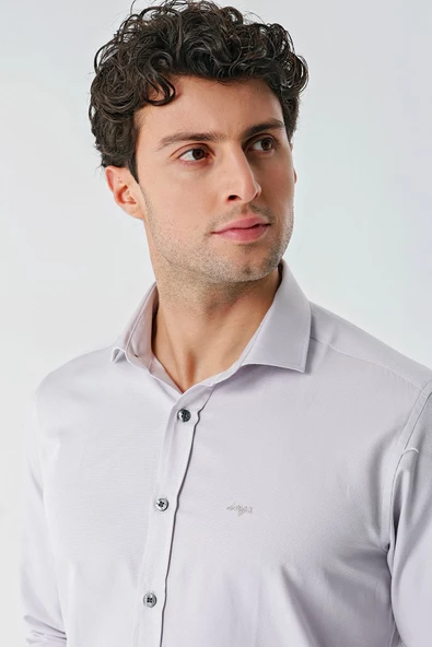 Lacivert Uzun Kollu Oxford Cepsiz Pamuklu Klasik Slim Fit Dar Kesim Gömlek 1004240235 - 6