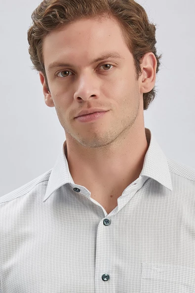 Koyu Yeşil Uzun Kollu Ekoseli Cepli Pamuklu Klasik Comfort Fit Rahat Kesim Gömlek 1004240226 - Resim 6