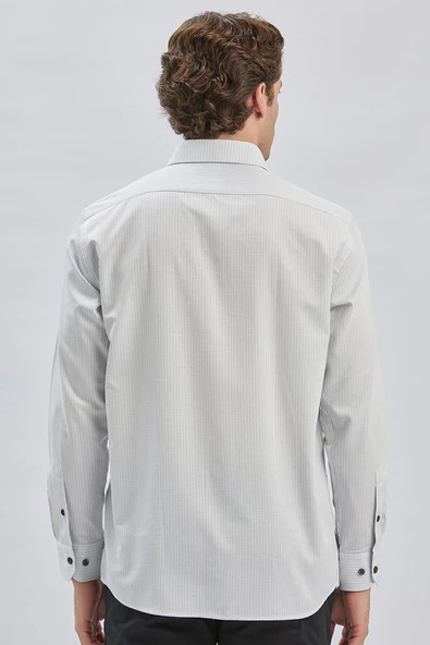 Koyu Yeşil Uzun Kollu Ekoseli Cepli Pamuklu Klasik Comfort Fit Rahat Kesim Gömlek 1004240226 - Resim 5