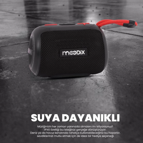 Moodix HO23T10 Bluetooth Hoparlör Siyah 5W IPX6 Suya Dayanıklı - 6