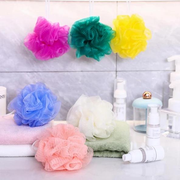 4 Adet Renkli Banyo Lifi Seti, Banyo Kesesi Lif Pufidik Lif, Çeyiz Lif, Seti 4 Adet - 4