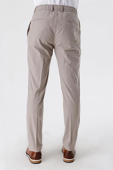 Koyu Bej Pamuklu Yandan Cepli Casual Slim Fit Jogger Pantolon 1003230159 - Resim 7
