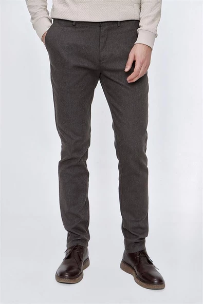 Koyu Haki Pamuklu Yandan Cepli Casual Slim Fit Pantolon 1003225175