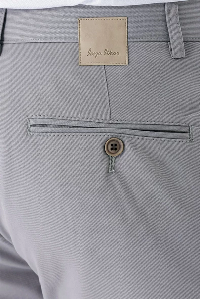 Gri Esnek Yandan Cepli Casual Slim Fit Chino Pantolon 1003240113 - Resim 7