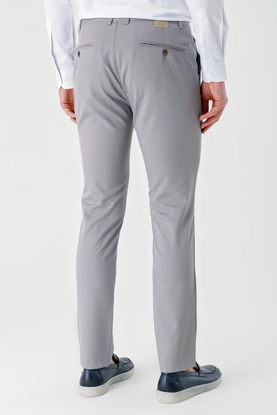 Gri Esnek Yandan Cepli Casual Slim Fit Chino Pantolon 1003240113 - Resim 6