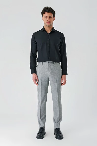 Gri Keten Lastikli Yandan Cepli Casual Slim Fit Jogger Pantolon 1003240103 - 4
