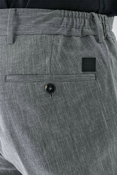 Gri Keten Lastikli Yandan Cepli Casual Slim Fit Jogger Pantolon 1003240103 - 7