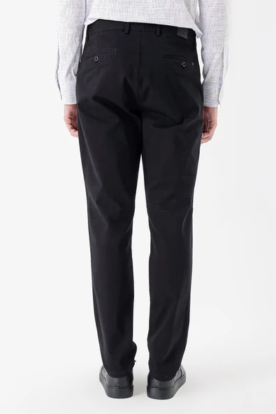 Siyah Pamuklu Yandan Cepli Casual Comfort Fit Chino Pantolon 1003235154 - Resim 6