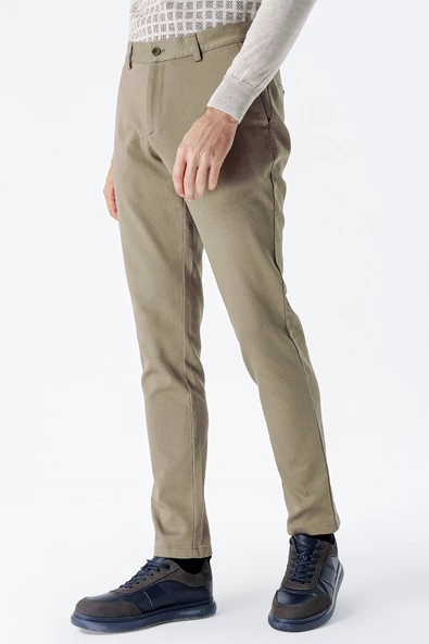 Camel Pamuklu Yandan Cepli Casual Slim Fit Chino Pantolon 1003235120 - Resim 3