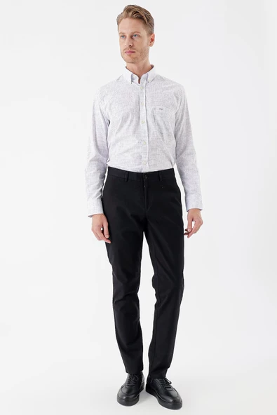 Siyah Pamuklu Yandan Cepli Casual Comfort Fit Chino Pantolon 1003235154 - Resim 3