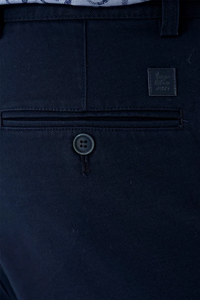 Lacivert Pamuklu Yandan Cepli Casual Slim Fit Chino Pantolon 1003235117 - Resim 6