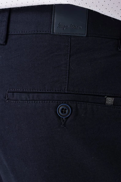 Koyu Lacivert Pamuklu Yandan Cepli Casual Comfort Fit Chino Pantolon 1003235154 - Resim 6