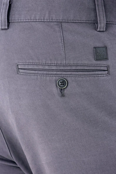 Koyu Antrasit Pamuklu Yandan Cepli Casual Slim Fit Chino Pantolon 1003235117 - Resim 4