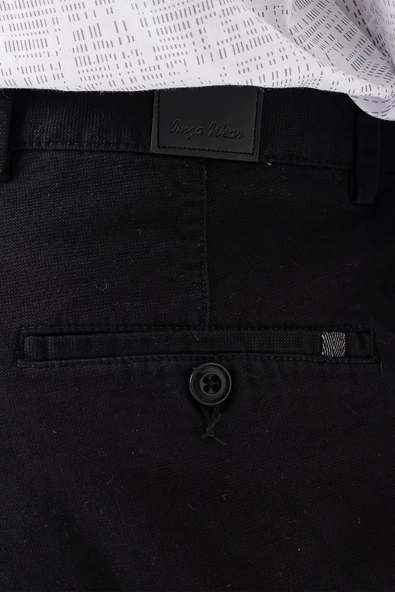 Siyah Pamuklu Yandan Cepli Casual Comfort Fit Chino Pantolon 1003235154 - Resim 5