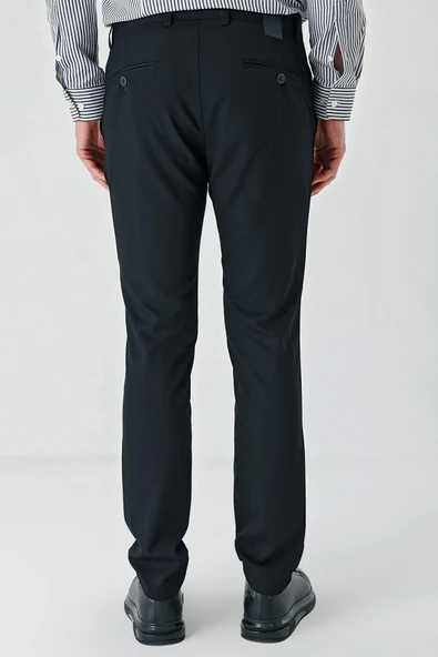 Siyah Esnek Yandan Cepli Casual Slim Fit Chino Pantolon 1003240113 - Resim 5