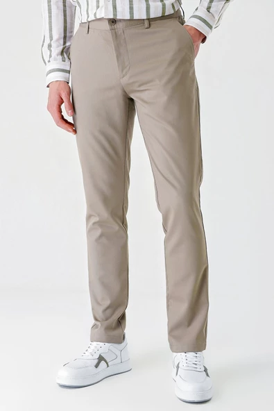 Koyu Camel Esnek Yandan Cepli Casual Slim Fit Chino Pantolon 1003240113