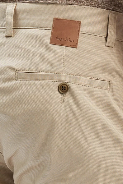 Bej Pamuklu Yandan Cepli Casual Slim Fit Chino Pantolon 1003240161 - 7