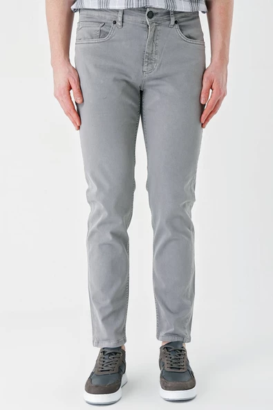 Gri Pamuklu 5 Cep Casual Slim Fit 5 Cep Pantolon 1003240318 - 2