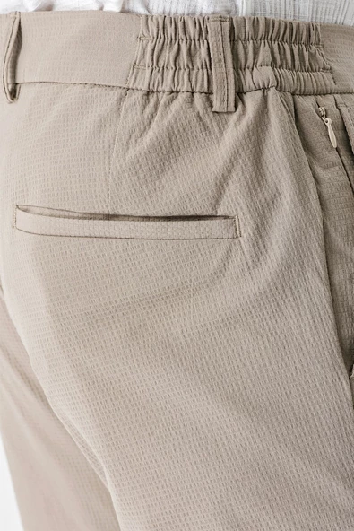 Bej Pamuklu Yandan Cepli Casual Slim Fit Jogger Pantolon 1003240206 - Resim 6