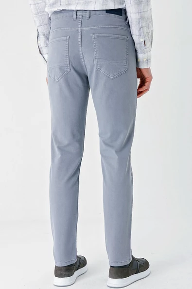Koyu Mavi Pamuklu 5 Cep Casual Slim Fit 5 Cep Pantolon 1003240318 - Resim 5