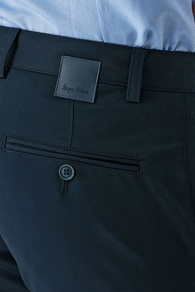 Koyu Lacivert Esnek Yandan Cepli Casual Slim Fit Chino Pantolon 1003240113 - 4