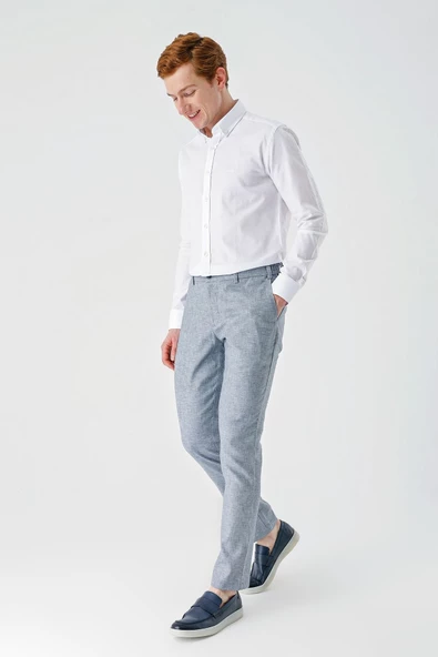 Koyu Lacivert Keten Lastikli Yandan Cepli Casual Comfort Fit Jogger Pantolon 1003240159 - 4
