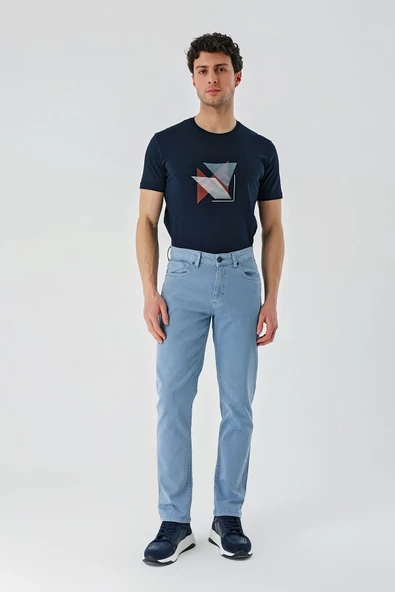 Koyu Turkuaz Pamuklu 5 Cep Casual Slim Fit 5 Cep Pantolon 1003240318 - Resim 2