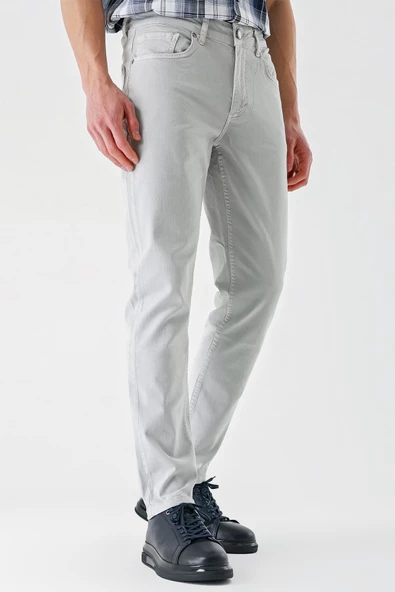 Taş Rengi Pamuklu 5 Cep Casual Slim Fit 5 Cep Pantolon 1003240318 - 4