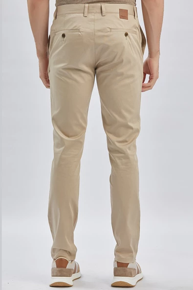 Bej Pamuklu Yandan Cepli Casual Slim Fit Chino Pantolon 1003240161 - 5