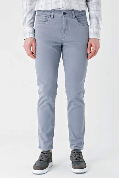 Koyu Mavi Pamuklu 5 Cep Casual Slim Fit 5 Cep Pantolon 1003240318 - Resim 2