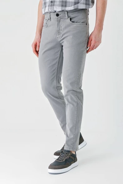 Gri Pamuklu 5 Cep Casual Slim Fit 5 Cep Pantolon 1003240318
