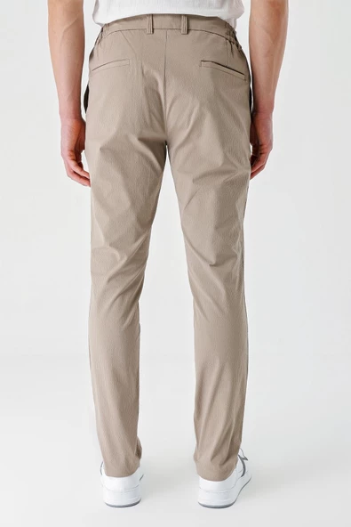 Bej Pamuklu Yandan Cepli Casual Slim Fit Jogger Pantolon 1003240206 - Resim 5