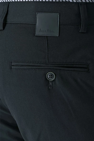 Siyah Esnek Yandan Cepli Casual Slim Fit Chino Pantolon 1003240113 - Resim 6