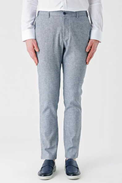 Koyu Lacivert Keten Lastikli Yandan Cepli Casual Comfort Fit Jogger Pantolon 1003240159 - 2