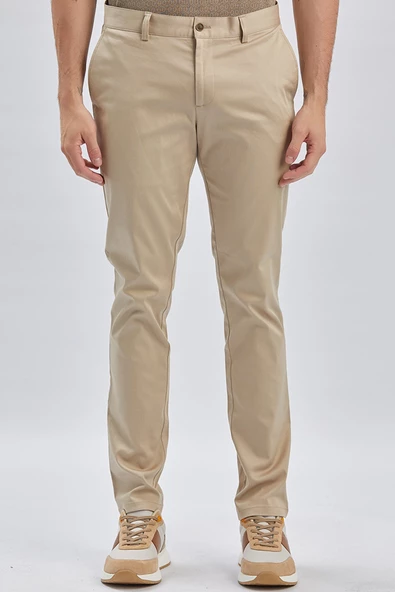 Bej Pamuklu Yandan Cepli Casual Slim Fit Chino Pantolon 1003240161 - 2
