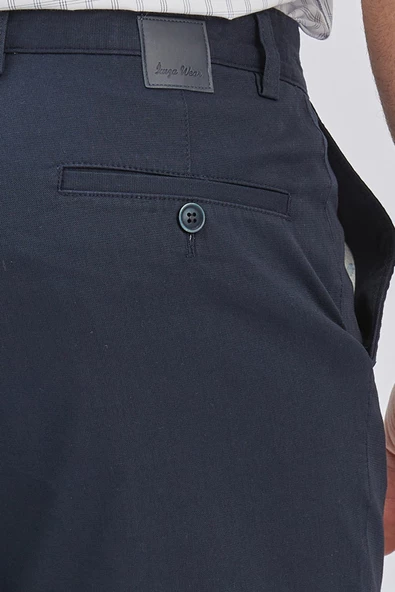 Koyu Lacivert Pamuklu Yandan Cepli Casual Comfort Fit Chino Pantolon 1003240160 - 6