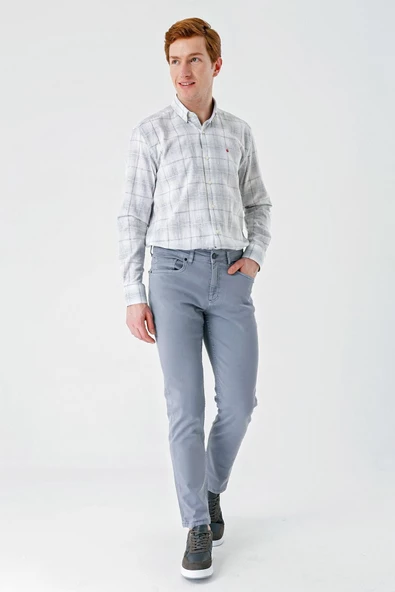 Koyu Mavi Pamuklu 5 Cep Casual Slim Fit 5 Cep Pantolon 1003240318 - Resim 3