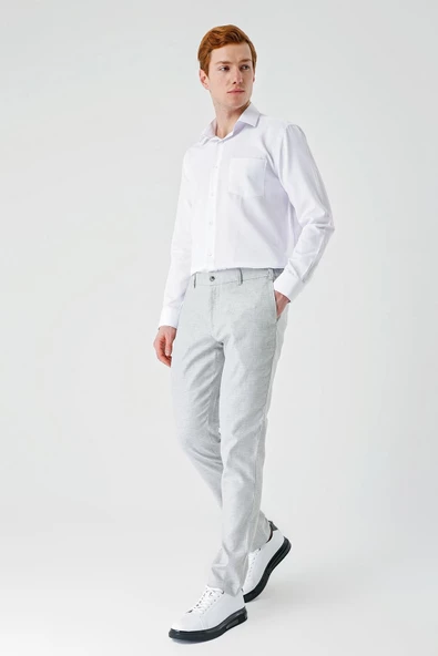 Gri Keten Lastikli Yandan Cepli Casual Comfort Fit Jogger Pantolon 1003240159 - Resim 4