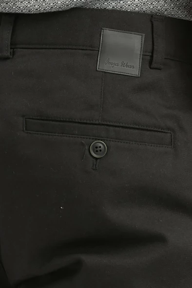 Siyah Pamuklu Yandan Cepli Casual Slim Fit Chino Pantolon 1003240168 - Resim 2