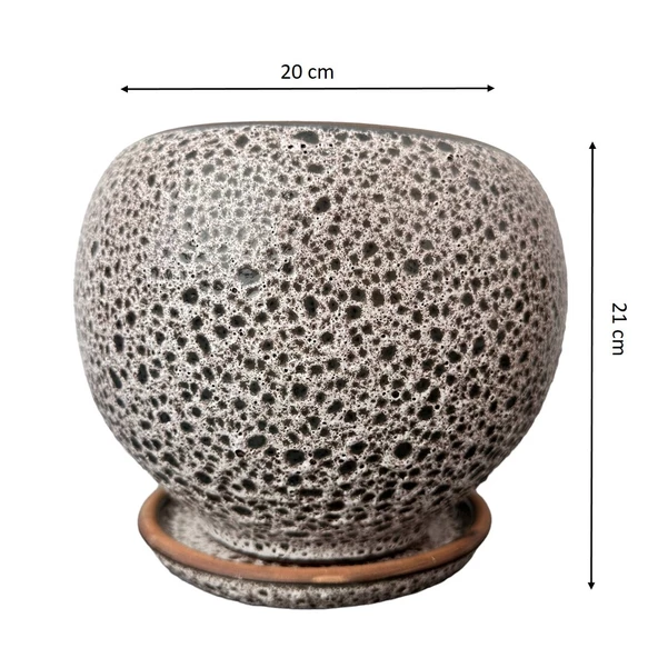 Bitki Tasarımı Krem Kahve Şekilli Artistik Çift Sırlı İç Ve Dış Mekan Kullanımlı Tabaklı Toprak Terrakota Saksı Saksılık Salon Çiçeklik - 2