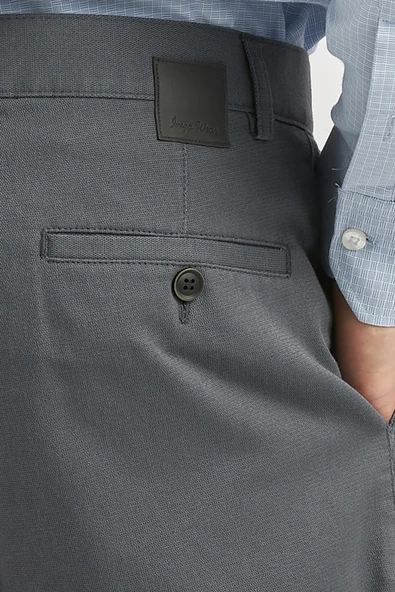 Koyu Antrasit Pamuklu Yandan Cepli Casual Slim Fit Chino Pantolon 1003240168 - Resim 5